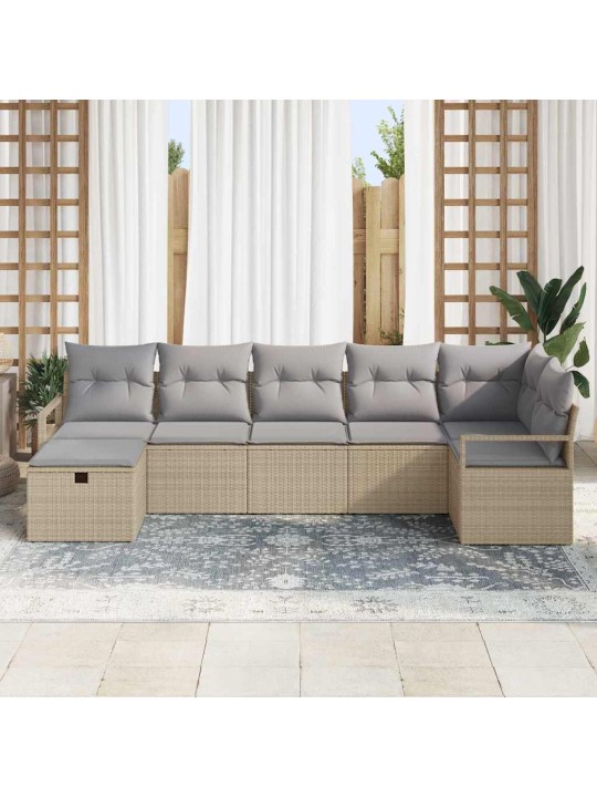 Aia diivanikomplekt 7 tk beež ja helehall 287 x 122 x 85 cm
