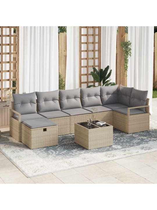 Aia diivanikomplekt 8 tk beež ja helehall 287 x 122 x 85 cm