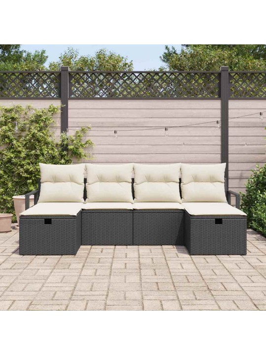 Aia diivanikomplekt 6 tk must ja kreemjas 230 x 117 x 85 cm