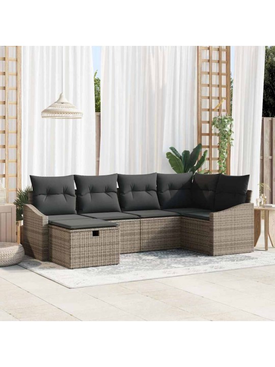 Aia diivanikomplekt 6 tk hall polü rattan, pulberkattega teras