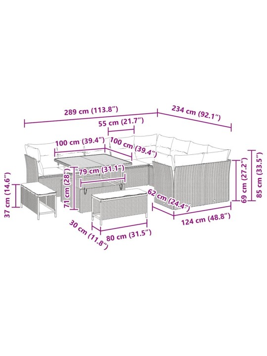 Aia diivanikomplekt 12 tk hall polürotang