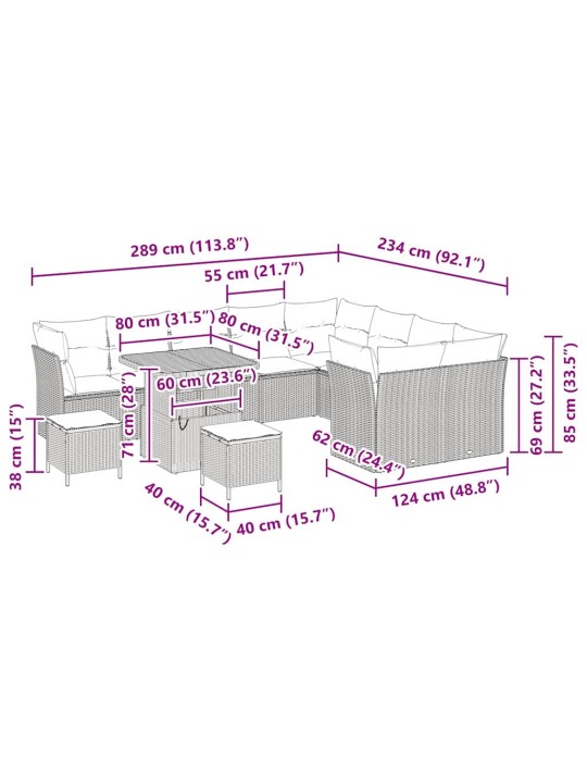 Aia diivanikomplekt 12 tk hall polürotang
