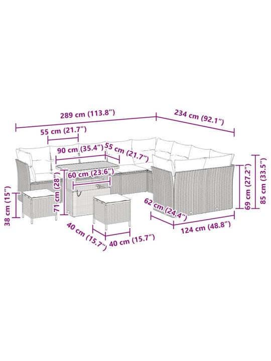 Aia diivanikomplekt 12 tk hall polürotang