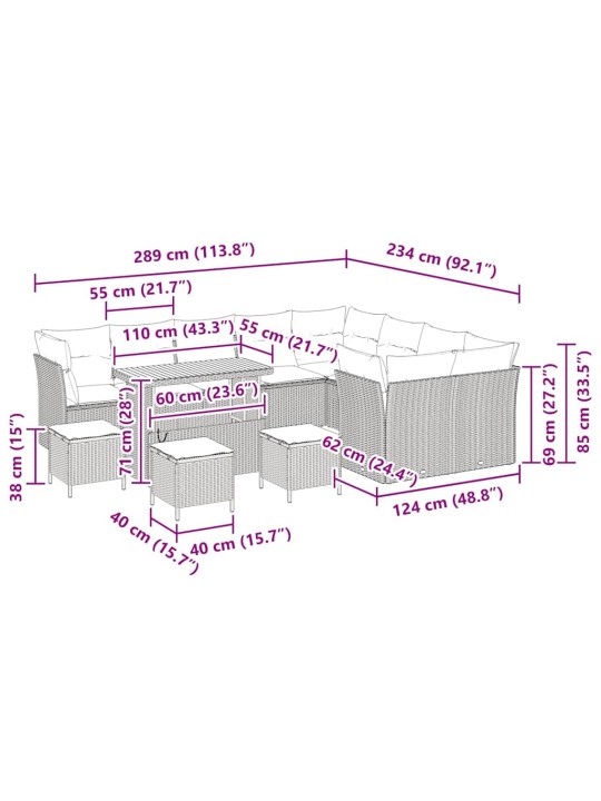 Aia diivanikomplekt 13 tk hall polürotang
