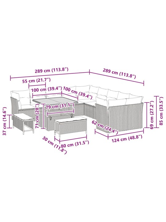 Aia diivanikomplekt 13 tk hall polürotang