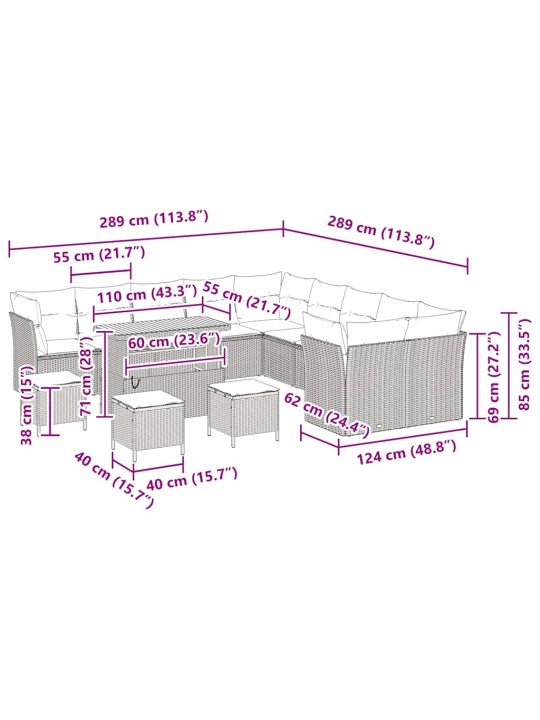 Aia diivanikomplekt 14 tk hall polürotang