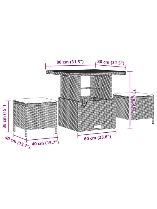 Aia diivanikomplekt 9 tk hall polürotang