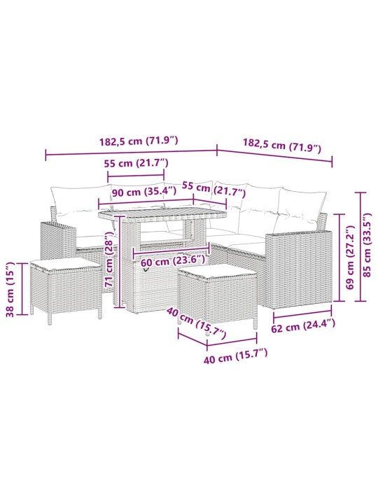 Aia diivanikomplekt 8 tk hall polürotang