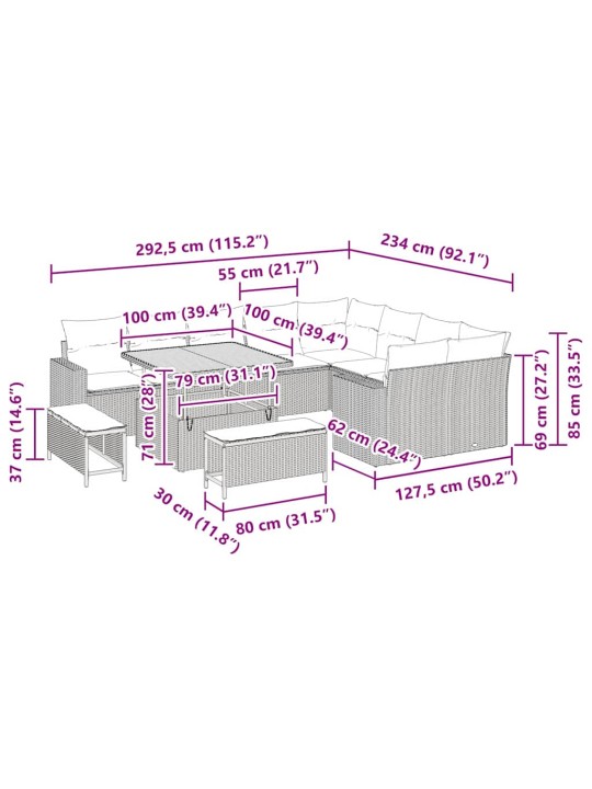Aia diivanikomplekt 12 tk hall polürotang