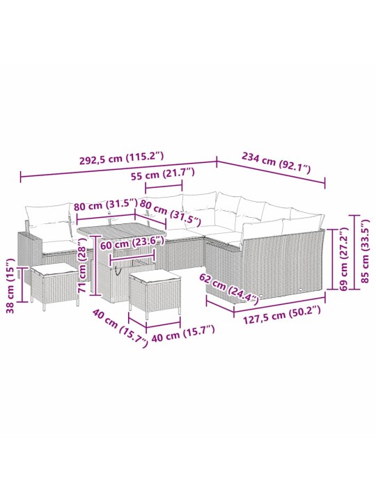 Aia diivanikomplekt 12 tk hall polürotang