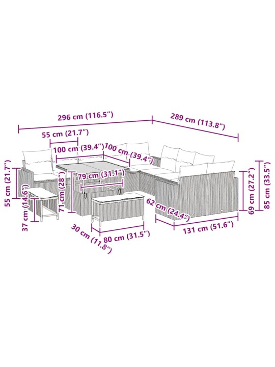 Aia diivanikomplekt 13 tk hall polürotang