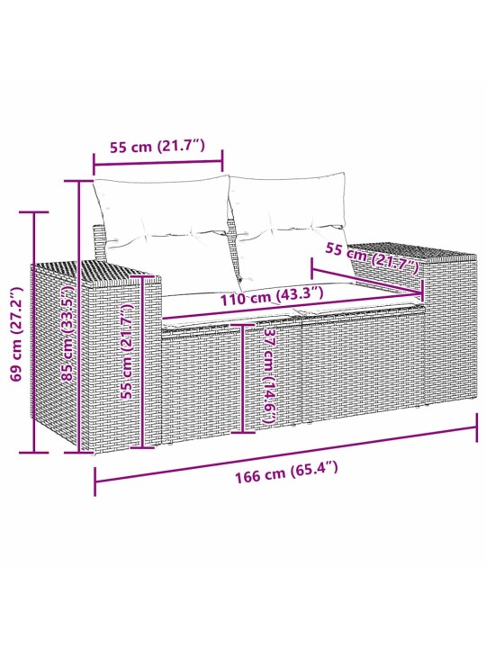 Aia diivanikomplekt 9 tk hall polürotang