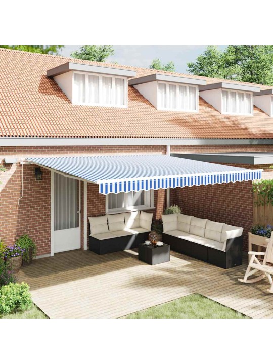 Sissetõmmatav varikatus with sinine ja valge 4.5 x 3 m