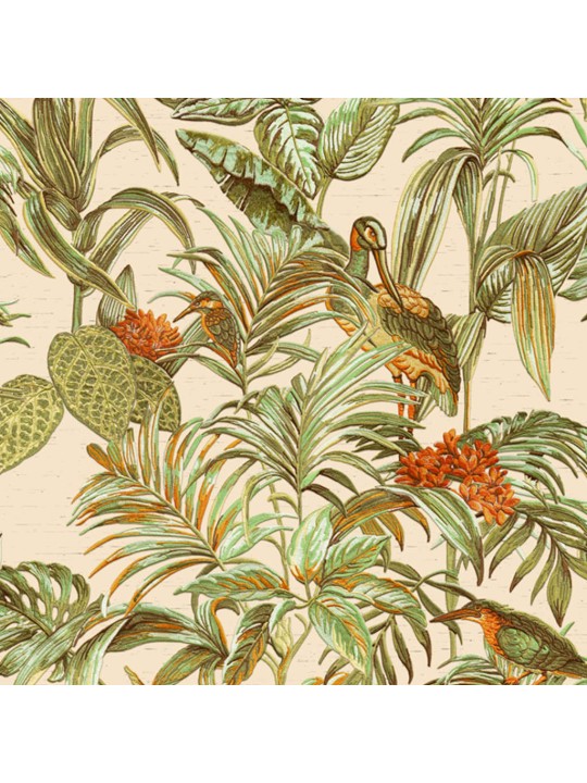 Dutch wallcoverings tapeet "bird-of-paradise", roheline