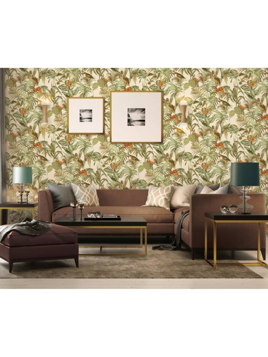 Dutch wallcoverings tapeet "bird-of-paradise", roheline