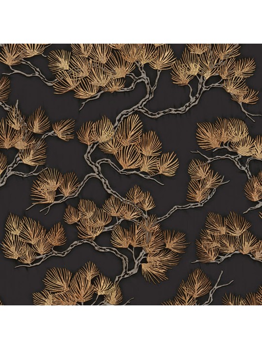 Dutch wallcoverings tapeet, männipuu, must ja kuldne