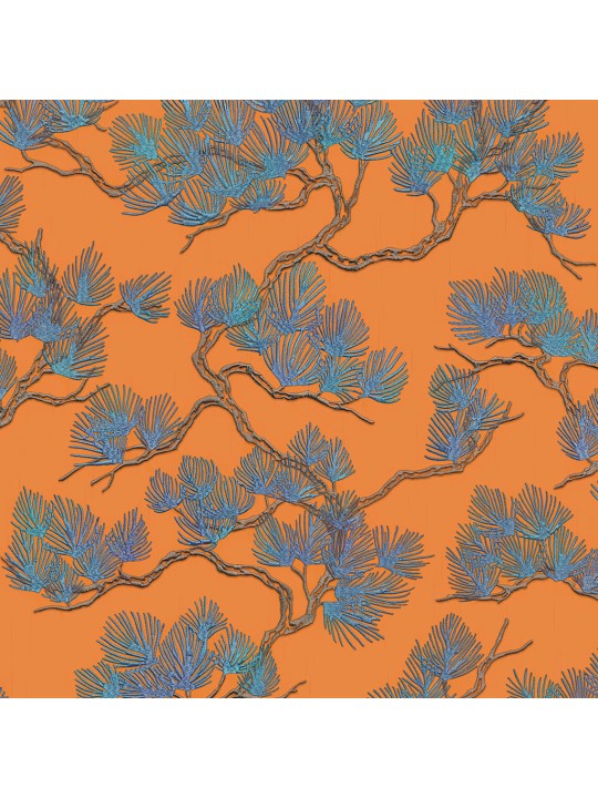 Dutch wallcoverings tapeet, männipuu, sinine ja oranž