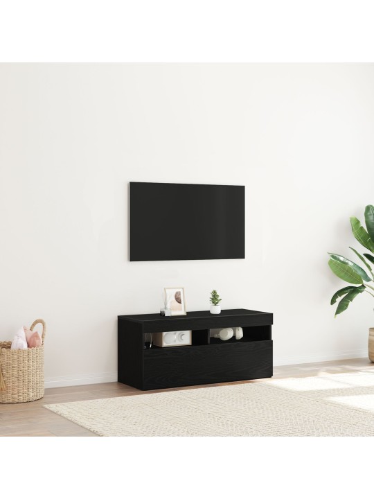 TV KAPP LED-VALGUSTITEGA, MUST TAMMES, 90X35X40 CM, TEHISPUIT