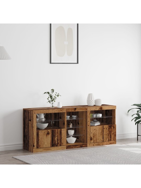 KAPP LED VALGUSTITEGA VANA PUIDU MUSTRIGA 162X37X67 CM TÖÖTLEMATA PUIDUST