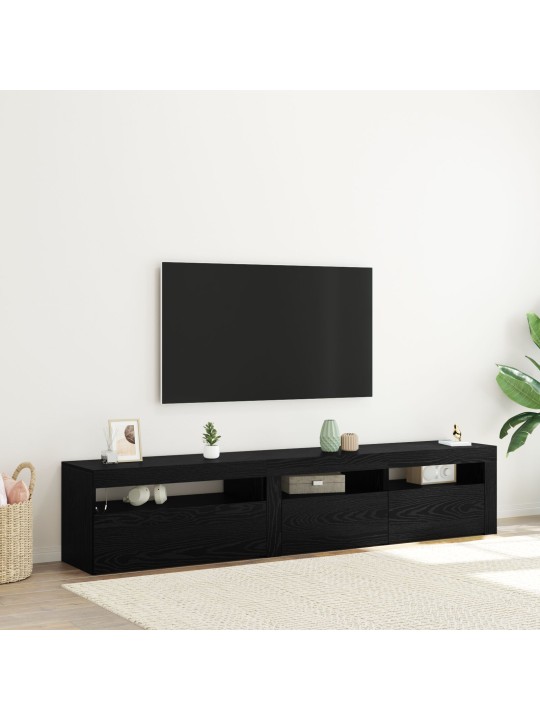 TV ALUSED 2 TK LED VALGUSTUSEGA MUSTAST TAMMEPUIDUST, TV ALUS LED VALGUSTUSEGA - MUST TAMM - 75X35X40 CM - TEHISPUIDUST VALMISTATUD