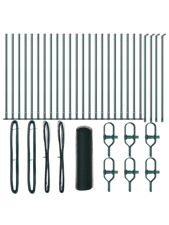 HEKSAGONAALNE AIAPIIRE ROHELINE 1X50 M TERAS, AIA POSTID KOOS ALUSPINKADEGA 13 TK Ø32MM 110CM GALVANISEERITUD TERAS
