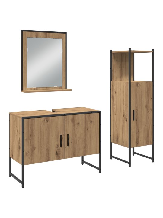 3-OSALINE VANNITOA MÖÖBLI KOMPLEKT ARTISAN OAK TÖÖDELDUD PUIDUST