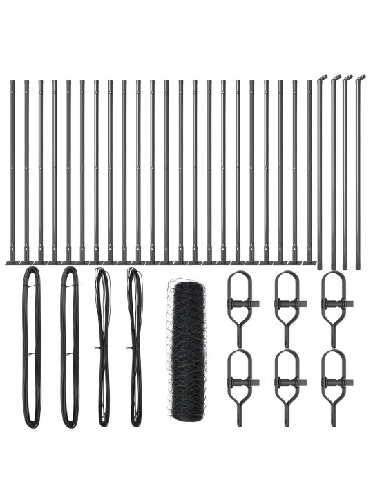 KUUSNURKNE AED HALL 0.5X50 M TERAS, AED POLE KOOS ALUSPINDADEGA 13 TK Ø32MM 70CM GALVANISEERITUD TERAS