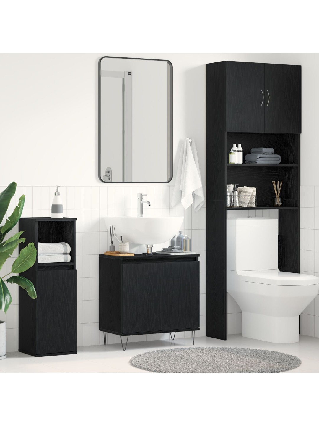 VANNITOA VALAMU KAPP MUST TAMME 58X33X60 CM TEHISPUIT
