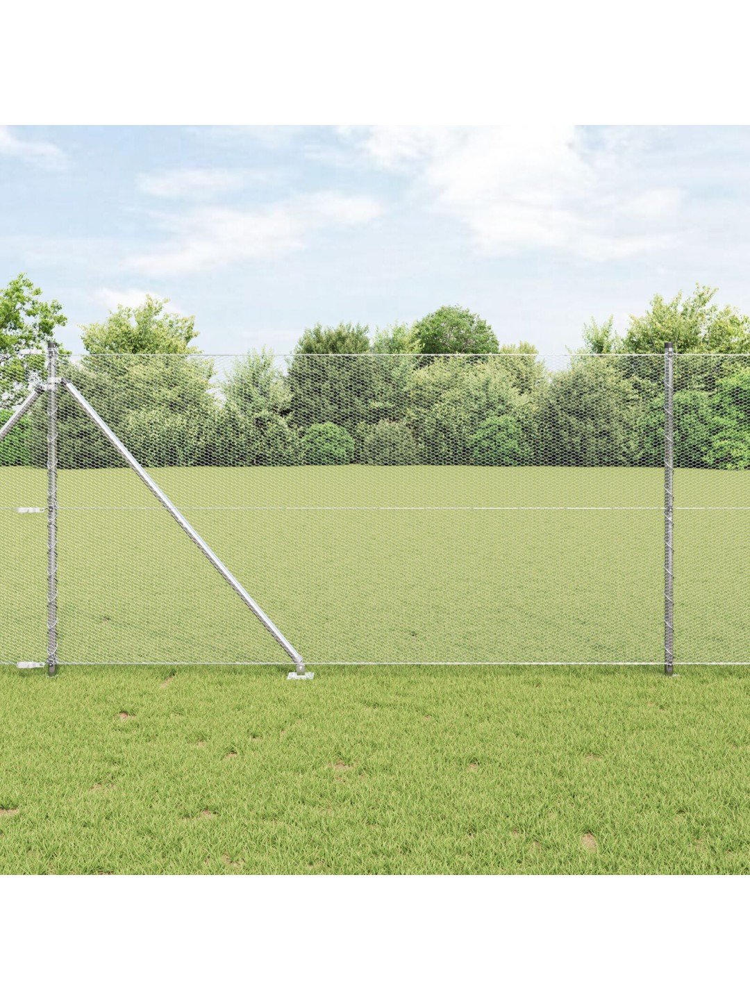KUUSNURKNE AIAVÕRK 1X10 M GALVAANITUD TERAS, AIAPOSTID KOOS NURGAGA 7 TK Ø32 MM 120 CM GALVAANITUD TERAS