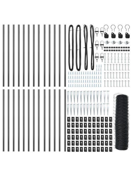 KUUSNURKNE TARA HALL 0.6X50 M TERAS, TARA POSTID KINNITUSNURGAGA 13 TK Ø32 MM 80 CM GALVANISEERITUD TERAS