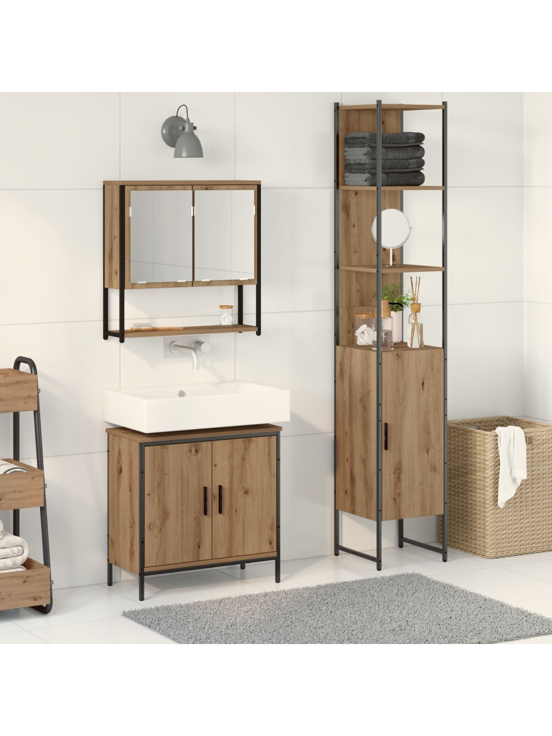 3-OSALINE VANNITOA MÖÖBEL SET ARTISAN OAK TEHISPUIT