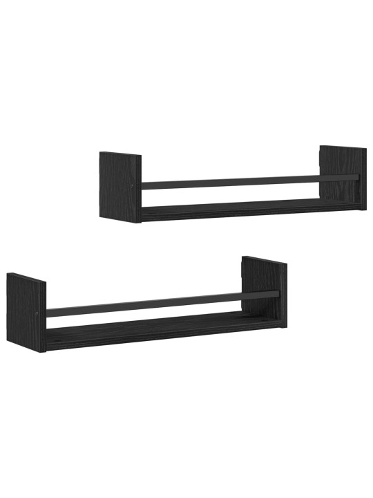 SEINA RIIULID 2 TK MUST TAMM 60X16X14 CM TÖÖDELDUD PUIT