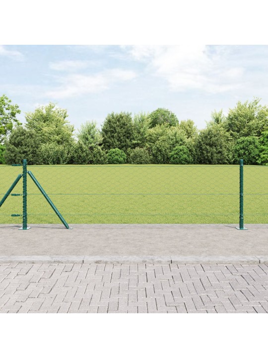KUUSNURGA PIIRANG ROHELINE 0.6X25 M TERAS, AIAPOSTID ALUSPLAATIDEGA 13 TK Ø32MM 70CM GALVANISEERITUD TERAS