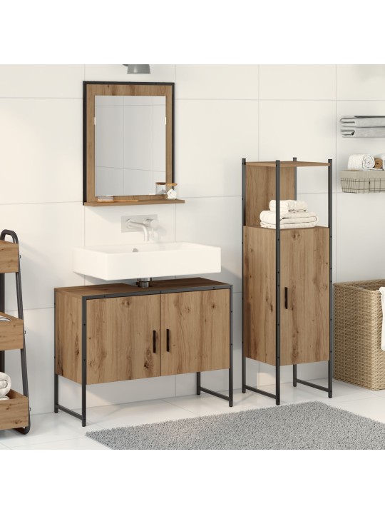3-OSALINE VANNITOA MÖÖBLI KOMPLEKT ARTISAN OAK TÖÖDELDUD PUIDUST