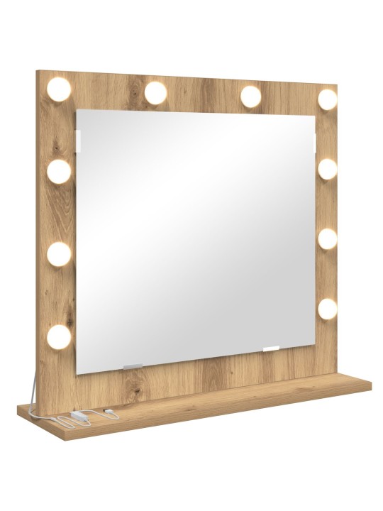 VANITY MIRROR WITH LED LIGHTS ARTISAN OAK 60X55X18 CM