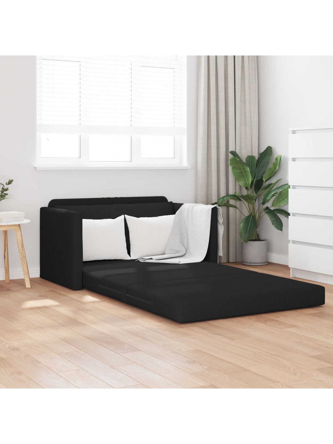 PÕRANDADIIVANVOODI 2-IN-1 MUST 124X71X78 CM KANGAS