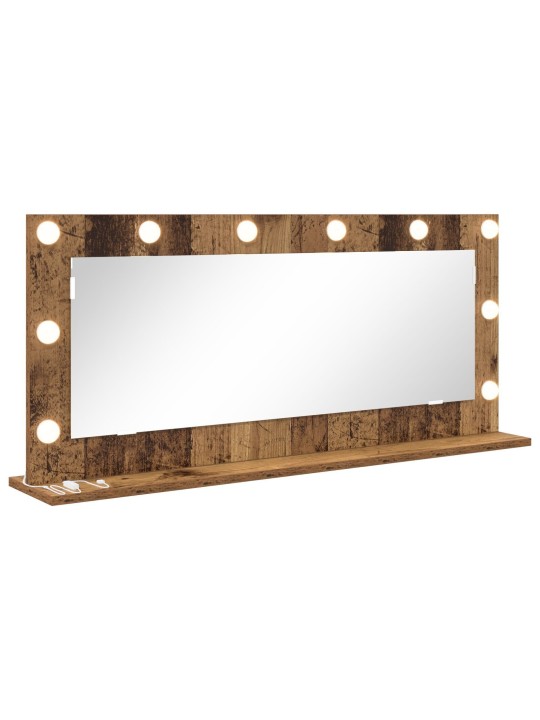 VANITY MIRROR WITH LED LIGHTS OLD WOOD 100X45X18 CM