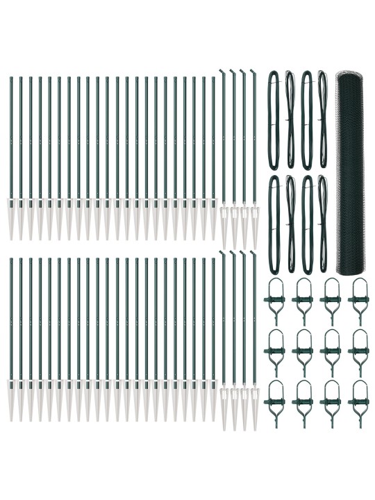 KUUSNURKNE AED ROHELINE 1.4X100 M TERAS, AEDAPOSTID NURGAKINNITUSEGA 13 TK Ø32 MM 160 CM GALVANISEERITUD TERAS