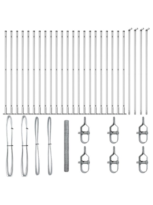 KUUSNURKNE AED 1.4X50 M GALVANISEERITUD TERAS, AEDUPOSTID ALUSPINKIDEGA 13 TK Ø32MM 78.5CM GALVANISEERITUD TERAS