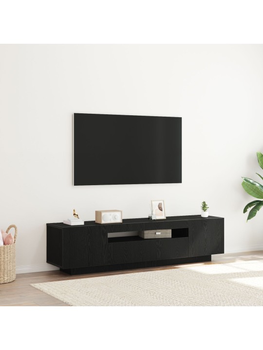 TV KAPP LED VALGUSTUSEGA, MUST TAMM, 160X35X40 CM, TEHISPUIT