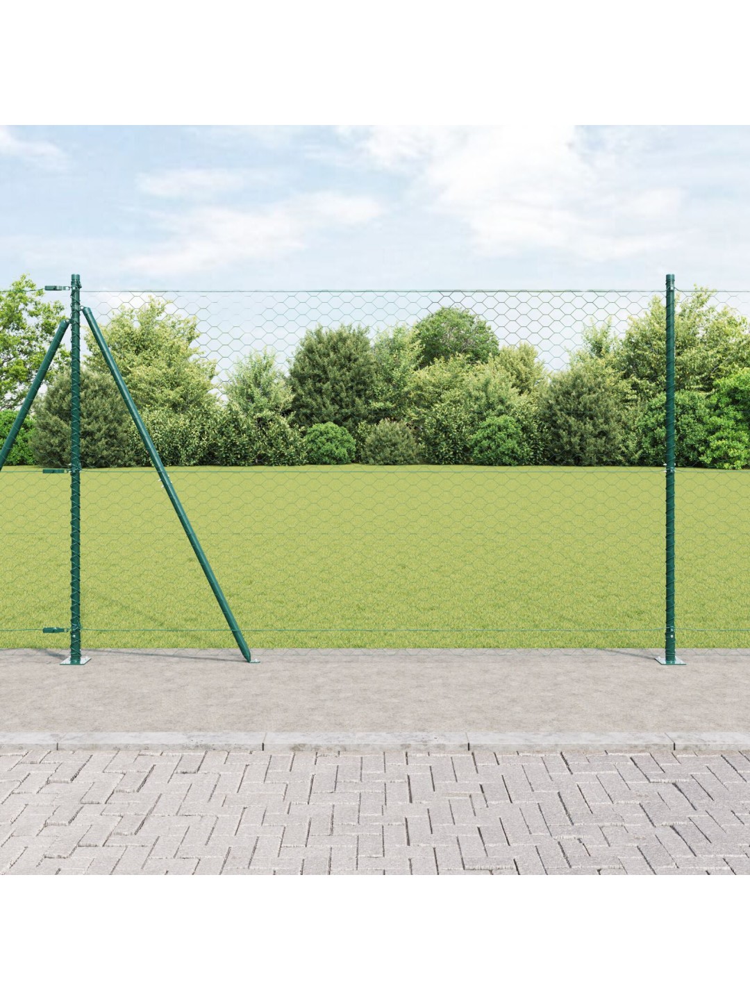 KUUSNURKNE AED ROHELINE 1.4X100 M TERAS, AIA POSTID PÕHIALUSTEGA 13 TK Ø32MM 78.5CM KUUMTSINKITUD TERAS