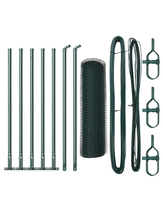 HEKSAGONAALNE AED ROHELINE 0.5X10 M TERAS, AIAPOSTID KOOS ALUSPINKADEGA 7 TK Ø32MM 70CM GALVANISEERITUD TERAS