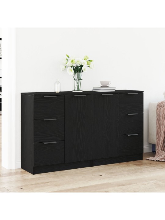 KÕRVALKAPID 2 TK MUST TAMME 60X30X70 CM TÖÖDELDUD PUIT