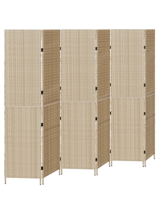 TOAVAHESEIN 6 PANEELI KOKKUVOLDITAV BEEŽ 294X180 CM POLÜ RATTAN