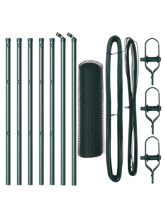 KUUSNURKNE AED ROHELINE 0.8X10 M TERAS, AEDAPOSTID 7 TK ROHELINE Ø32 MM 120 CM GALVANISEERITUD TERAS