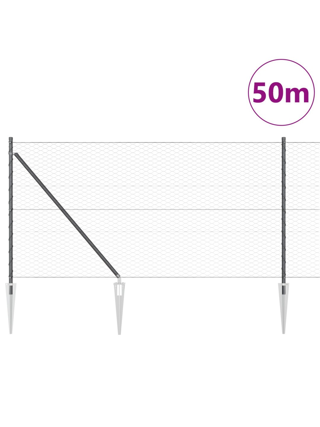 KUUSNURKNE AED HALL 1X50 M TERAS, AEDADE POSTID NURGAGA 13 TK Ø32 MM 120 CM GALVANISEERITUD TERAS