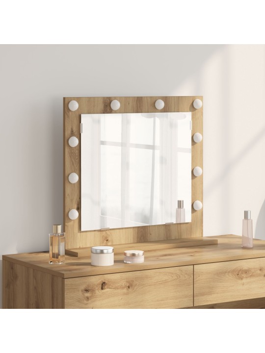 VANITY MIRROR WITH LED LIGHTS ARTISAN OAK 60X55X18 CM