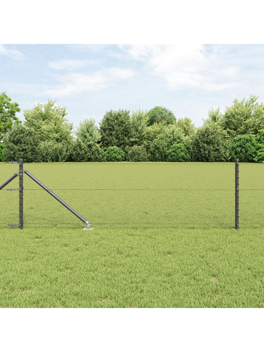 KUUSNURKNE AED HALL 0.6X50 M TERASEST, AIA POSTID TERASEST SPIKE'IGA 13 TK Ø32 MM 80 CM GALVANISEERITUD TERAS