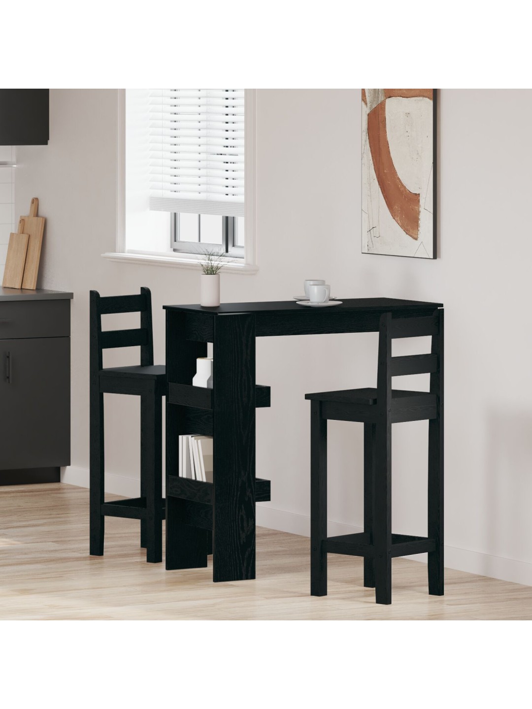 SEINA BAARILAUD - MUST TAMM - 102X55X103.5 CM - VALMISTATUD INSENERIPUIDUST