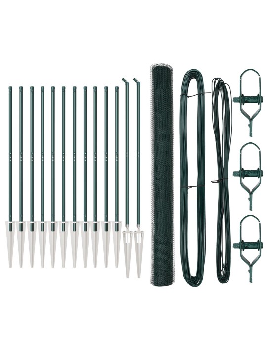 KUUSNURGA AED ROHELINE 1.6X25 M TERAS, AIAPOSTID KOOS KLAMBRITEGA 13 TK Ø32 MM 180 CM GALVANISEERITUD TERAS